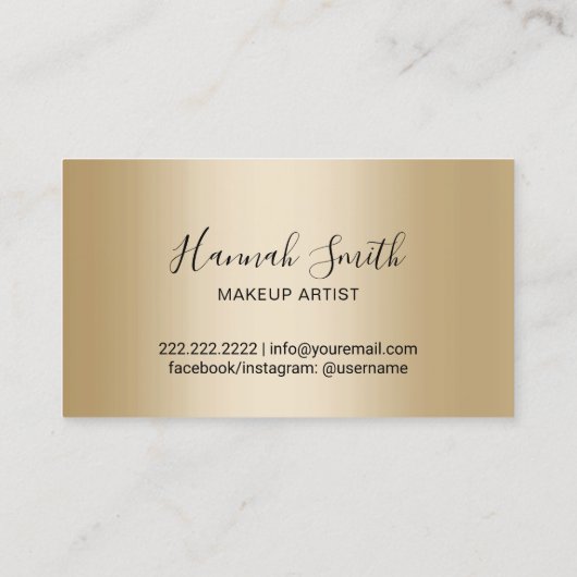 まつ毛メイクアップアーティストモダン金ゴールド美しいサロン 名刺 (裏面)