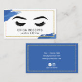 まつ毛メイクアップアーティスト王室のブルーブラッシュストロークサロン 名刺 (正面/裏面)