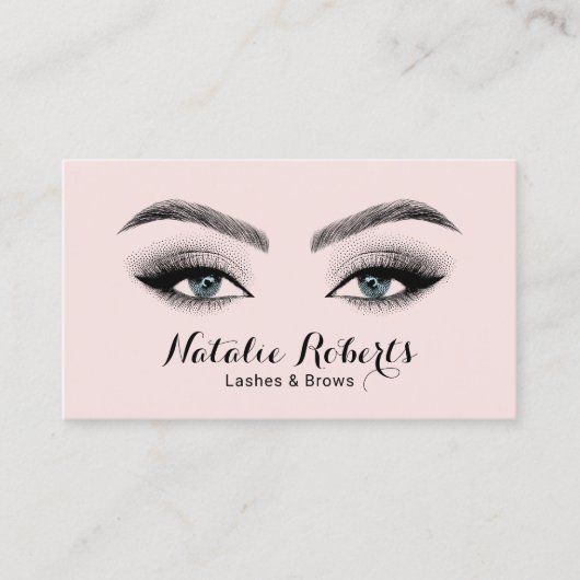 まつ毛メイクアップアーティスト美しいサロン赤面ピンクブシ 名刺 (正面)