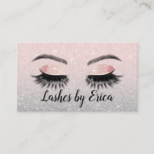 まつ毛メイクアップアーティスト赤面ピンクグリッターロイヤリティ ロイヤリティカード (正面)