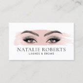 まつ毛メイクアップアーティスト赤面ピンクブラシストローク 名刺 (正面)