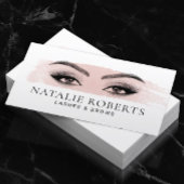 まつ毛メイクアップアーティスト赤面ピンクブラシストローク 名刺