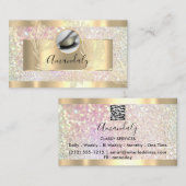 まつ毛メイクアップアーティストQRコードロゴグリッター 名刺 (正面/裏面)