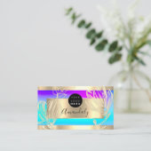 まつ毛メイクアップアーティストQRコードロゴフローラピンク 名刺 (スタンド正面)