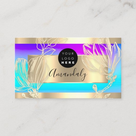 まつ毛メイクアップアーティストQRコードロゴフローラピンク 名刺 (正面)