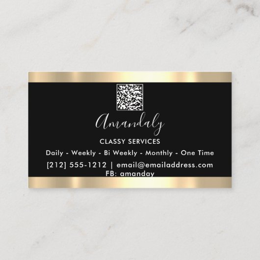 まつ毛メイクアップアーティストQRコードロゴブラック金ゴールド 名刺 (裏面)