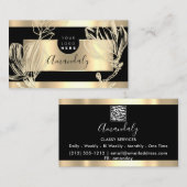 まつ毛メイクアップアーティストQRコードロゴブラック金ゴールド 名刺 (正面/裏面)