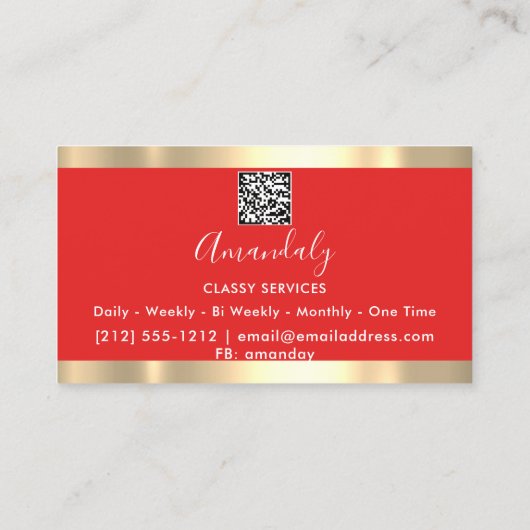 まつ毛メイクアップアーティストQRコードロゴレッド金ゴールド枠 名刺 (裏面)