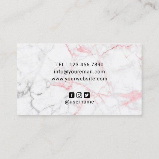 まつ毛メイクアップアーティスモダント大理石美しいサロン 名刺 (裏面)