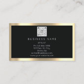 まつ毛メイクアップロゴQrコードブラック金ゴールド枠 名刺 (裏面)