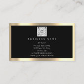 まつ毛メイクアップロゴQrコードブラック金ゴールド枠 名刺 (裏面)