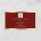 まつ毛メイクアップロゴQrコードブルゴーニュ額縁 名刺 (裏面)