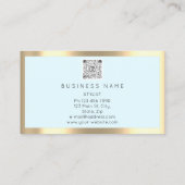 まつ毛メイクアップロゴQrコードブルーパステル金ゴールド 名刺 (裏面)