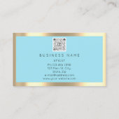 まつ毛メイクアップロゴQrコードブルー金ゴールド枠 名刺 (裏面)