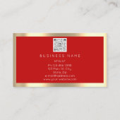 まつ毛メイクアップロゴQrコードレッド金ゴールド枠 名刺 (裏面)