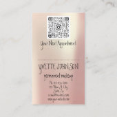 まつ毛メイクアップロゴQRCodeバラ金ゴールドリップ 名刺 (裏面)