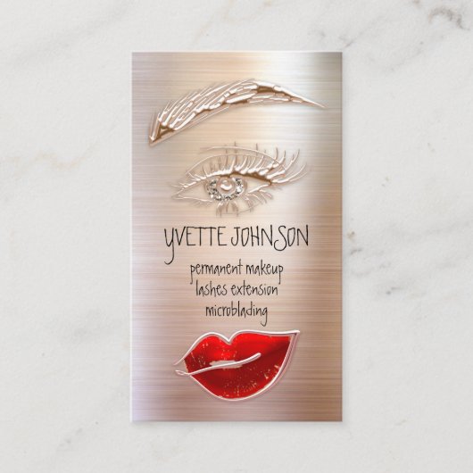 まつ毛メイクアップロゴQRCodeリップバラグリッター 名刺 (正面)