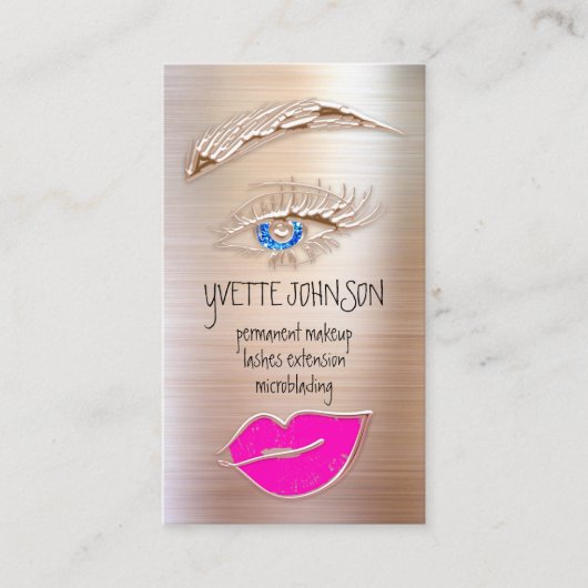 まつ毛メイクアップロゴQRCodeリップバラレッドピンク 名刺 (正面)