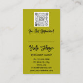 まつ毛メイクアップロゴQRCodeリップマスタード金ゴールド 名刺 (裏面)