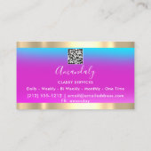 まつ毛メイクアップQRコードロゴピンクブルー 名刺 (裏面)