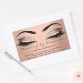 まつ毛メイクアップRSVP美しい赤面バラ金ゴールドグリッター 長方形シール (封筒)