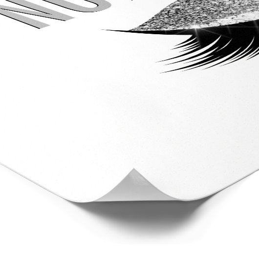 まつ毛メイク感動的引用文白黒 ポスター (角)