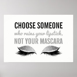 まつ毛メイク感動的引用文白黒 ポスター
