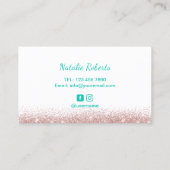 まつ毛モダンティール(緑がかった色)タイポグラフィまつ毛エクステンション 名刺 (裏面)