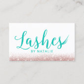 まつ毛モダンティール(緑がかった色)タイポグラフィまつ毛エクステンション 名刺 (正面)