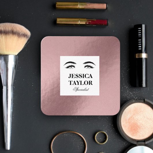 まつ毛ラッシュエレガントゴールデンピンクのローズスクエア スクエア名刺