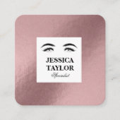 まつ毛ラッシュエレガントゴールデンピンクのローズスクエア スクエア名刺 (正面)
