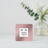 まつ毛ラッシュエレガントゴールデンピンクのローズスクエア スクエア名刺 (スタンド正面)