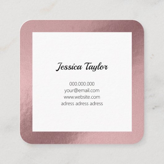まつ毛ラッシュエレガントゴールデンピンクのローズスクエア スクエア名刺 (裏面)