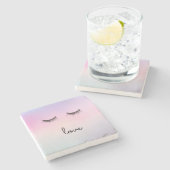 まつ毛ラブパープルピンク絞り染め ストーンコースター (横)