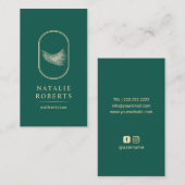 まつ毛ロゴメイクアップアーティストエステティシャンティール（緑がかった色）金ゴールド 名刺 (正面/裏面)