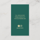 まつ毛ロゴメイクアップアーティストエステティシャンティール（緑がかった色）金ゴールド 名刺 (裏面)