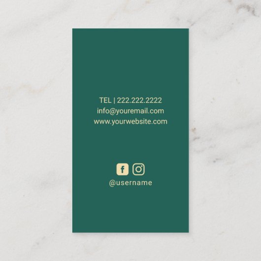 まつ毛ロゴメイクアップアーティストエステティシャンティール（緑がかった色）金ゴールド 名刺 (裏面)