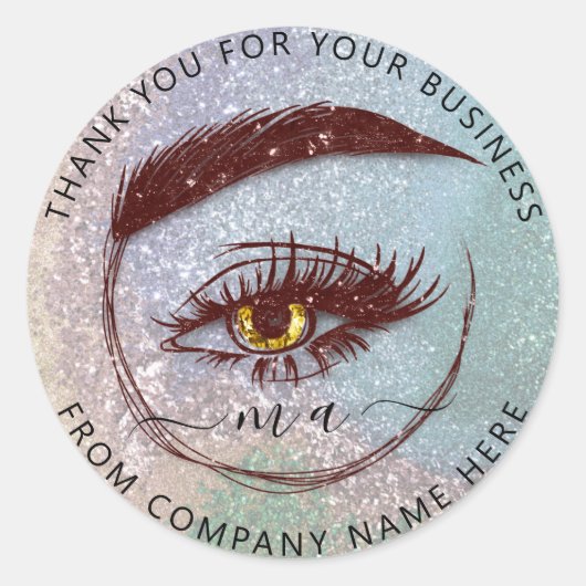 まつ毛ロゴ名ホログラフ感謝していブラウンMUA ラウンドシール (正面)