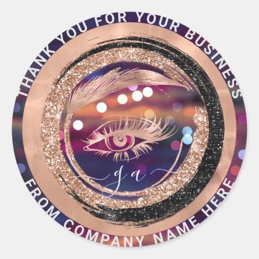 まつ毛ロゴ名ホログラフ感謝していモノグラムクラス ラウンドシール (正面)