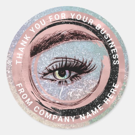 まつ毛ロゴ名自筆型モノグラム感謝していメークアップ ラウンドシール (正面)