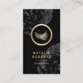 まつ毛ロゴ黒フローラメイクアップアーティストエステティシャン 名刺 (正面)