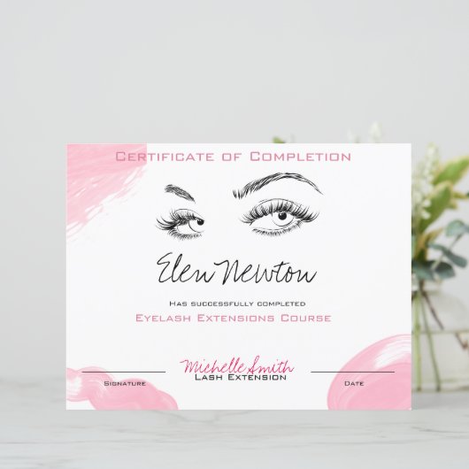 まつ毛延長コース修了証 (スタンド正面)