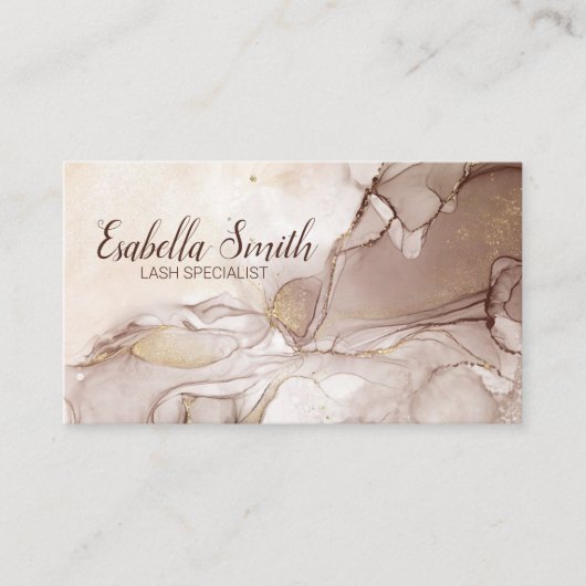 まつ毛技術者金ゴールドグリッターと大理石 名刺 (正面)