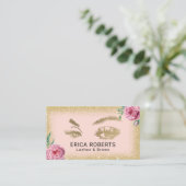 まつ毛美しいサロンヴィンテージフローラ金ゴールドグリッター 名刺 (スタンド正面)