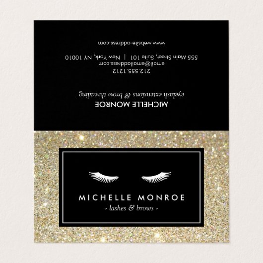 まつ毛金ゴールドグリッターサロンアフターケア 名刺 (外部フラット)