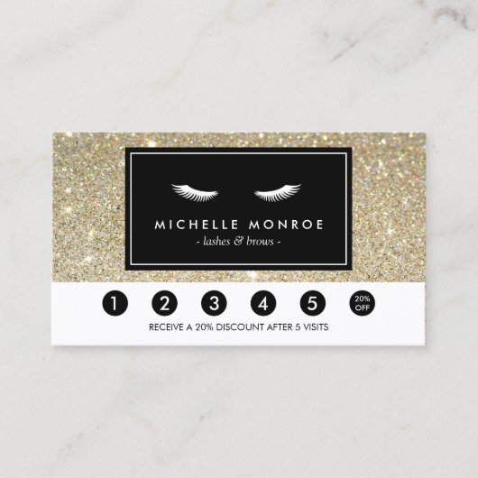 まつ毛金ゴールドグリッターロイヤリティパンチカード ロイヤリティカード (正面)