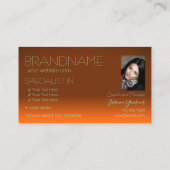 まともなオレンジとティール(緑がかった色)の鏡手紙と写真 名刺 (裏面)