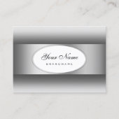 まともなシルバーグレイ白グラデーションい楕円形の枠 名刺 (正面)