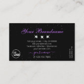 まともなブラックピンクパープルグリッタースターとロゴ 名刺 (裏面)