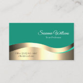 まともな暗いティール（緑がかった色）波形金ゴールドデコール洗練 名刺 (正面)